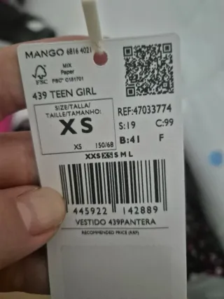 Vestido floral Mango Teen Talla XS