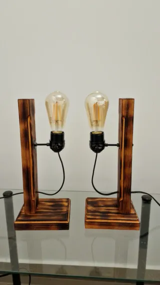 Lámparas de madera hechas a mano (2 unidades)
