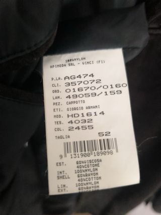 Abrigo Armani Marrón Hombre