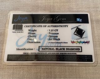 Diamante Negro Talla Princesa 7.27 CT.