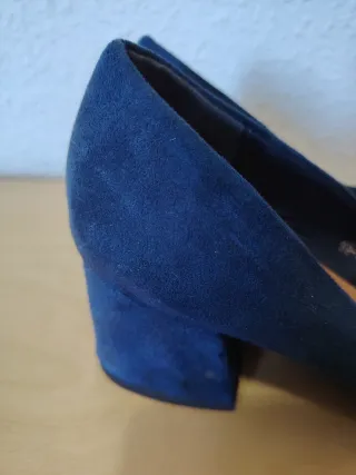Zapatos salón mujer antelina azul Talla 37