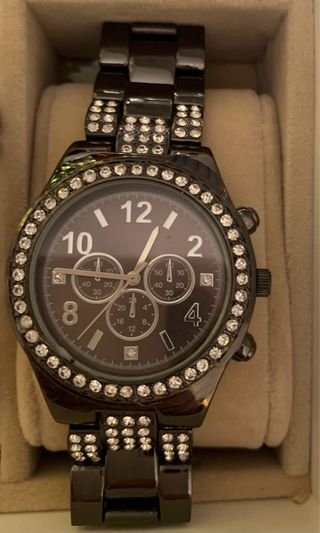 Reloj Mujer Negro con Cristales