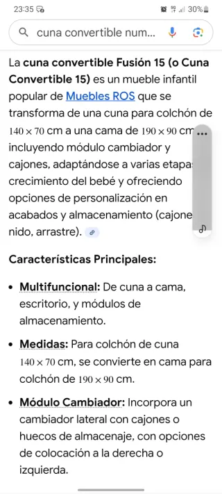 Cuna convertible, cama, escritorio y mesitas