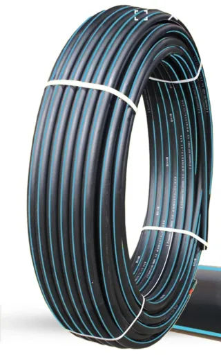 50 mt Tubo Polietileno Negro con Rayas Azules