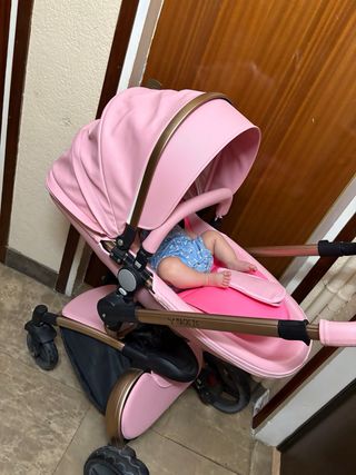 Cochecito bebé y silla paseo rosa