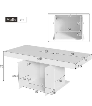 Mesa extensible blanca