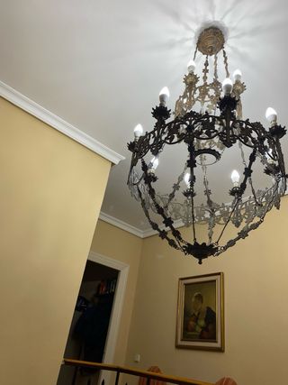 Lámpara colgante metal y cristal