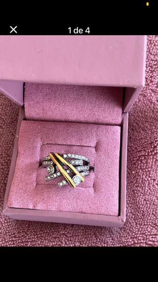 Anel em aço dourado e prateado