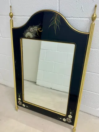 Consola recibidor y espejo negro y dorado