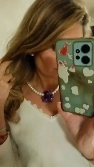 Collar perlas oso Bimba y Lola púrpura