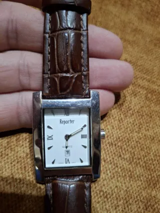 Orologio Reporter Uomo Quadrato Marrone Argento