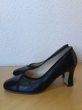 Zapatos salón piel mujer retro negros T37