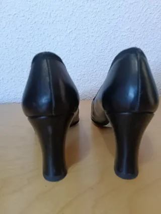Zapatos salón piel mujer retro negros T37