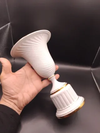 🇪🇦 Jarrón Bidasoa Porcelana Blanco y Dorado