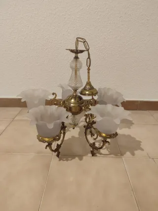 Lámpara de techo cobre y cristal