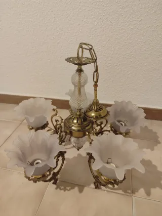 Lámpara de techo cobre y cristal