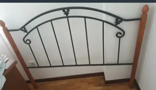 Base tapizada 1,50x1,90 gris y cabecero