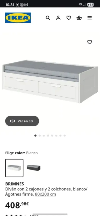 Cama Ikea Brimnes con cajones.
