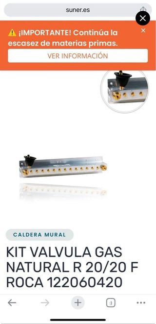 Kit Válvula Gas Natural ROCA 122060420