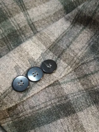 Americana Zara Hombre Cuadros Gris/Verde