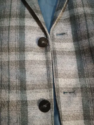 Americana Zara Hombre Cuadros Gris/Verde