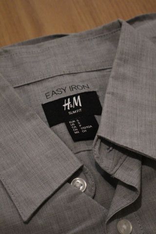 Camisa Slim Fit H&M Gris Azulado Talla S