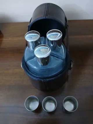 Mini bar portatile vintage in pelle