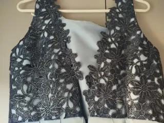 Vestido fiesta largo azul acero.