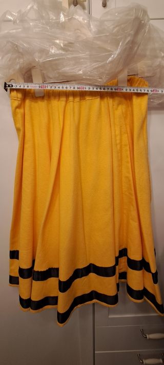 Falda regional amarilla con rayas negras