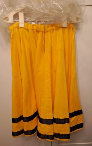 Falda regional amarilla con rayas negras