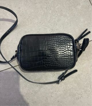 Borsa Gaelle Paris nera effetto coccodrillo