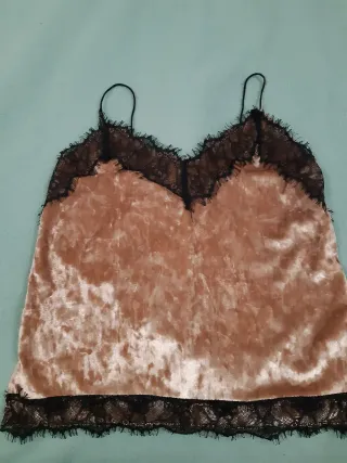 Bershka Camiseta Tirantes Terciopelo Encaje XS