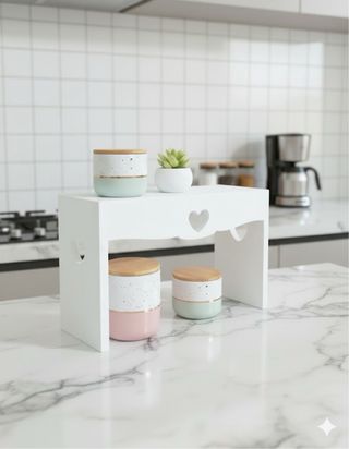 Porta barattoli bianco con cuori