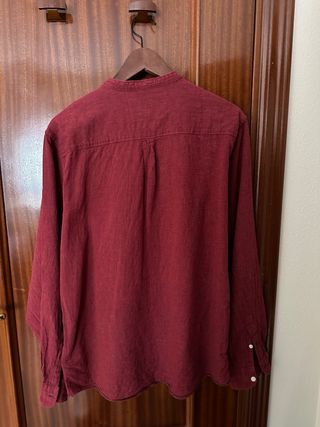 Camisa Lino Roja Manga Larga