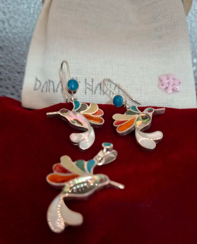 Conjunto Plata Peruana Colgante y Pendientes