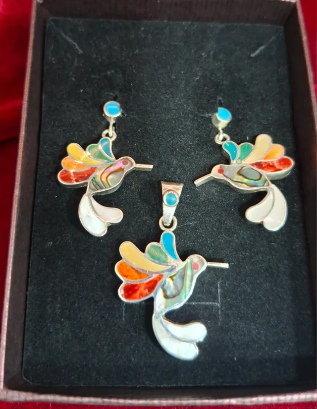 Conjunto Plata Peruana Colgante y Pendientes