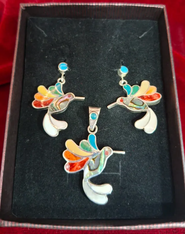 Conjunto Plata Peruana Colgante y Pendientes