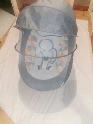 Hamaca para bebé gris con capota