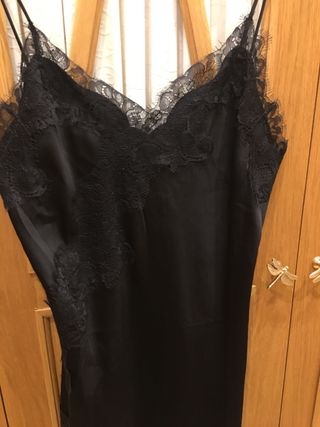 Vestido lencero Mango negro encaje