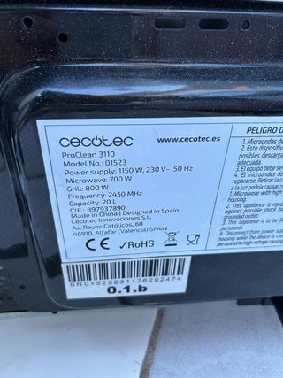 Microondas Cecotec ProClean 3110