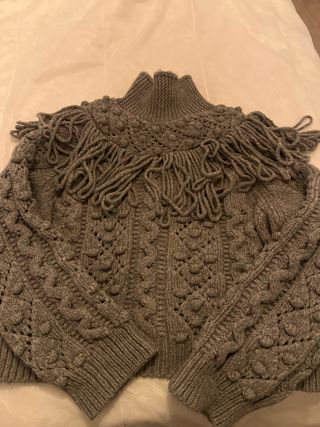 Jersey Zara gris con flecos