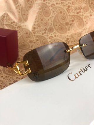 Cartier Santos – Gafas de sol marrones y doradas
