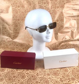 Cartier Santos – Gafas de sol marrones y doradas