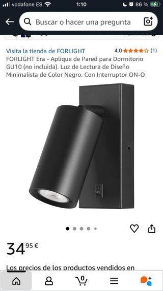 2x Apliques FORLIGHT TC-0080-NEG Negro