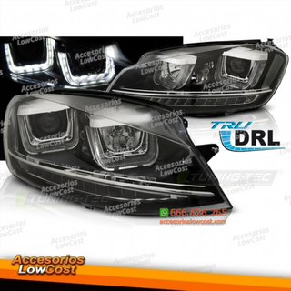 FAROS U-LED LUZ DRL NEGRO compatible con VW GOLF