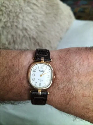 Orologio Bulova Vintage Rettangolare Oro Marrone