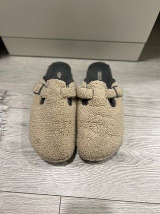 Zuecos Natura Borreguito Beige/Gris