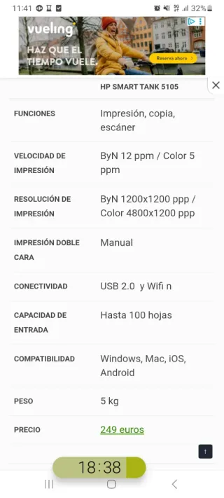 Impresora HP Smart Tank 5105 Wi-Fi