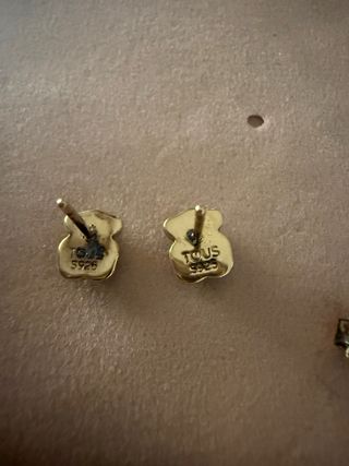 Pendientes Tous Oso Negro Baño Oro 18kt