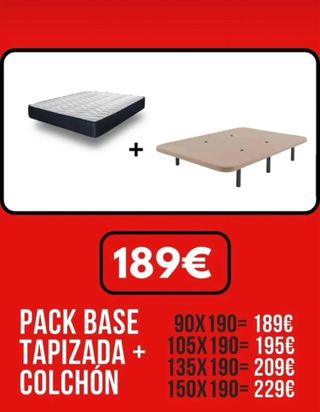 Pack Base Tapizada + Colchón
